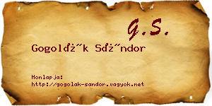 Gogolák Sándor névjegykártya
